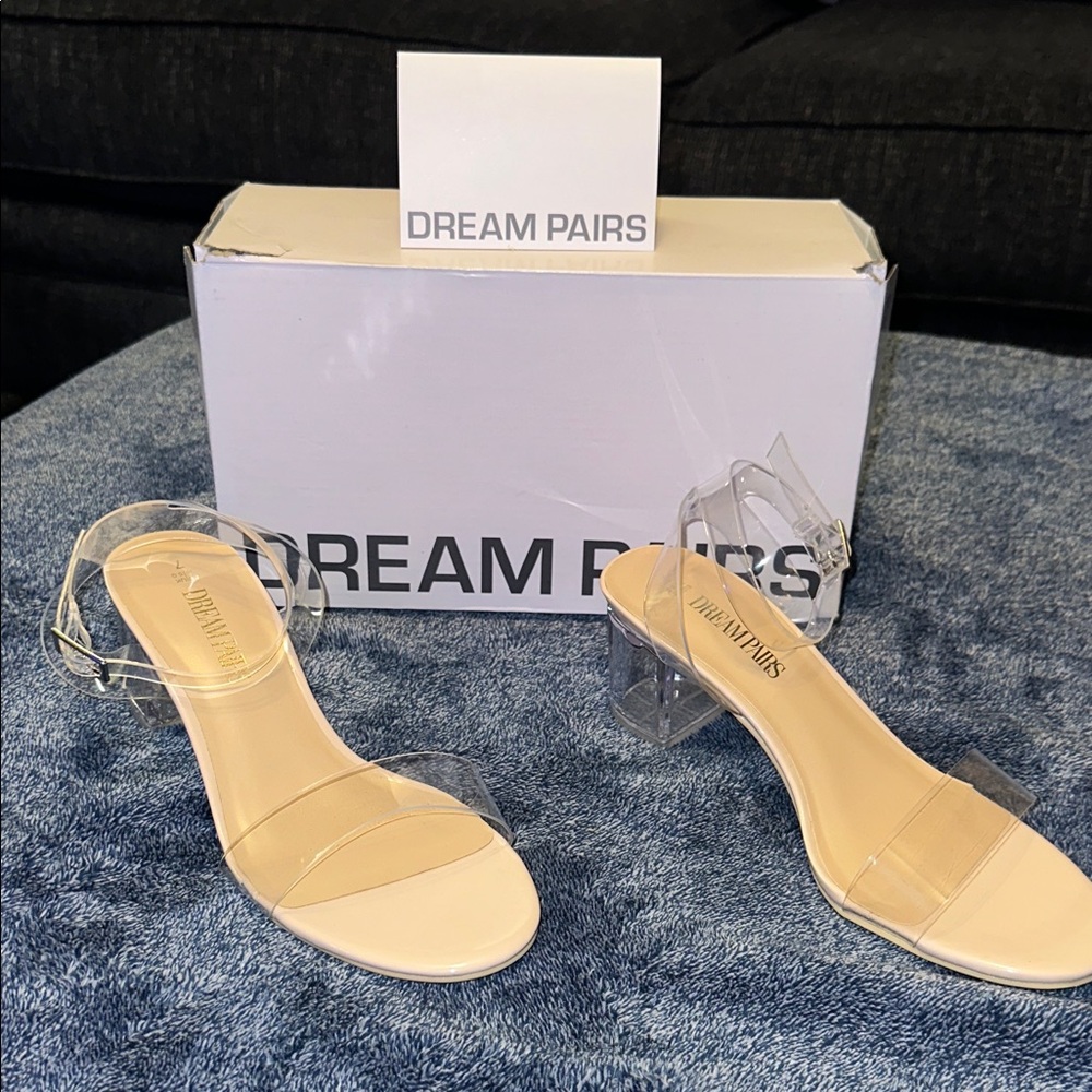 Dream Pairs Women's Transparent Block Heels
